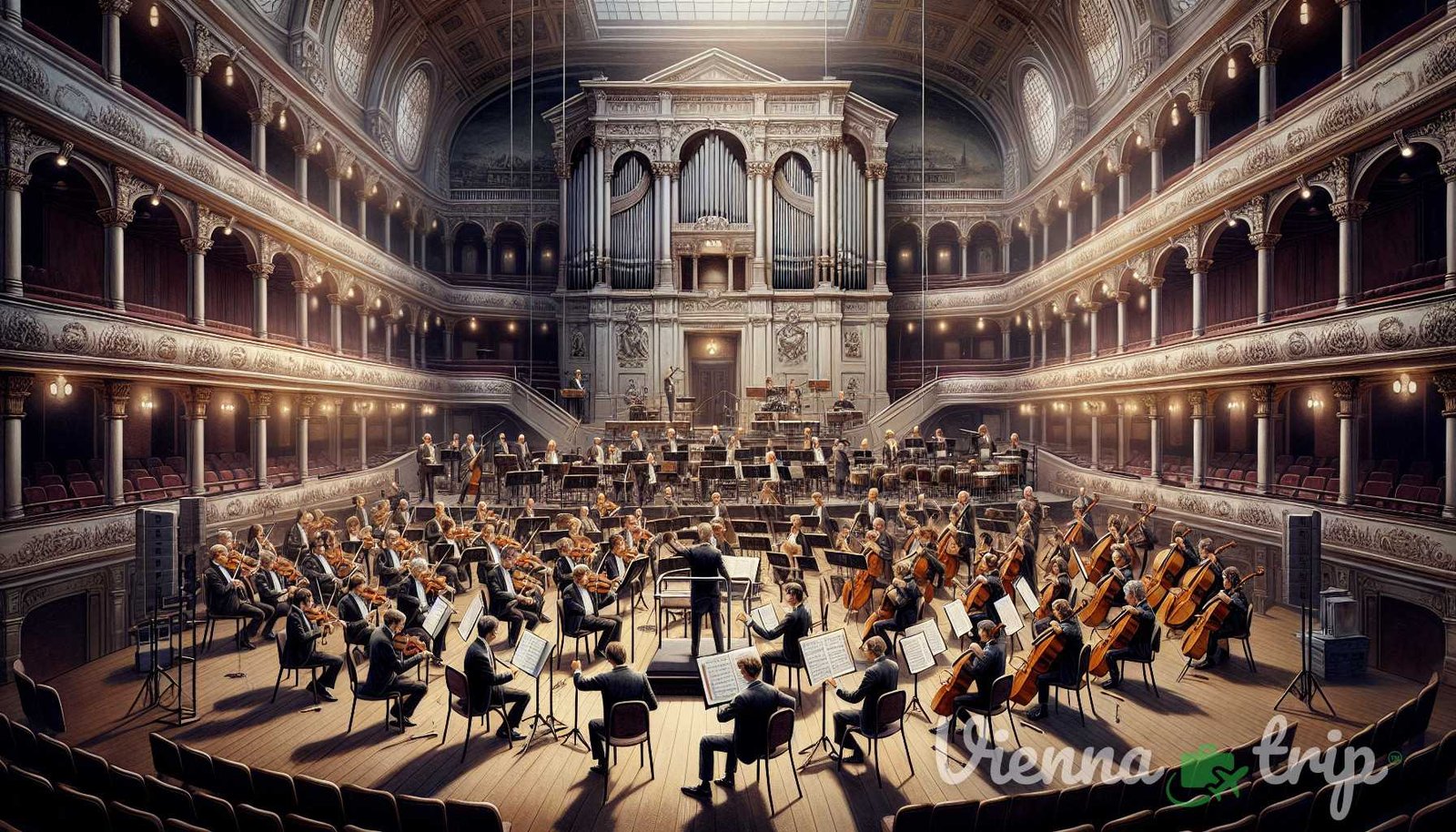 Ilustración para la sección: El Musikverein y el Konzerthaus de Viena son salas de conciertos icónicas que acogen orquestas de talla mundial y m - ritmo vienés